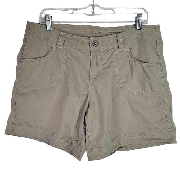 Kuhl Shorts Womens Size 12 Khaki Outdoors Hiking Cotton Nylon Stretch Drawstring - Picture 2 of 11